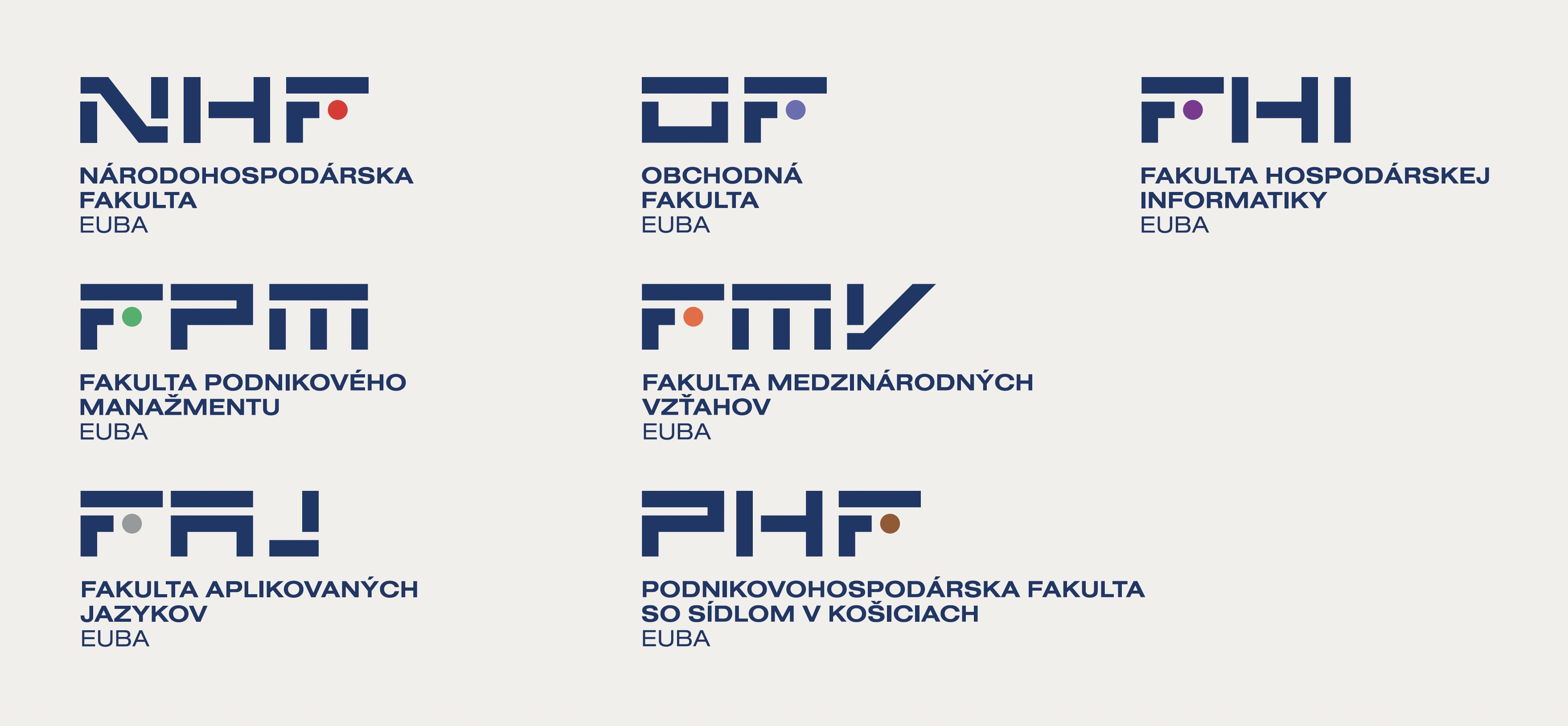 Nové logotypy fakúlt Ekonomickej univerzity v Bratislave