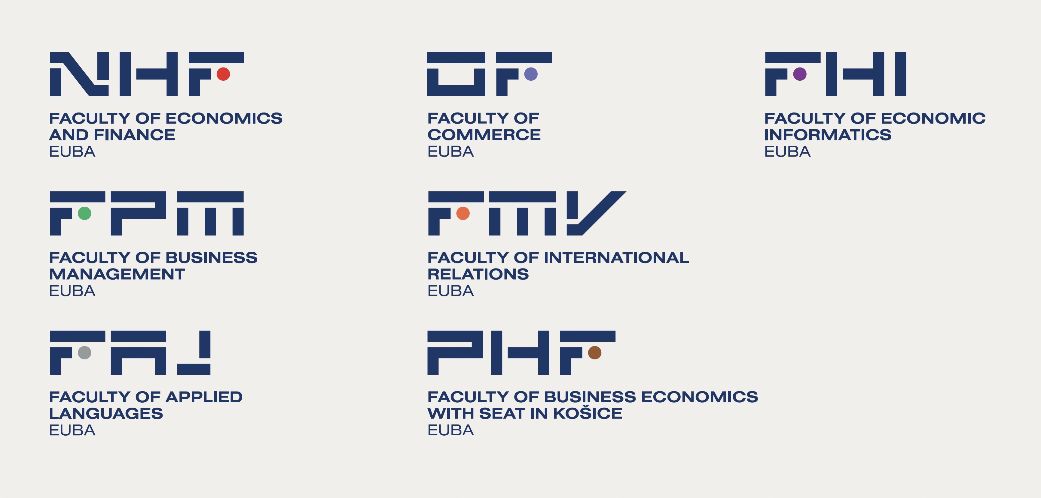 New logos of the faculties of the Bratislava University of Economics and Business