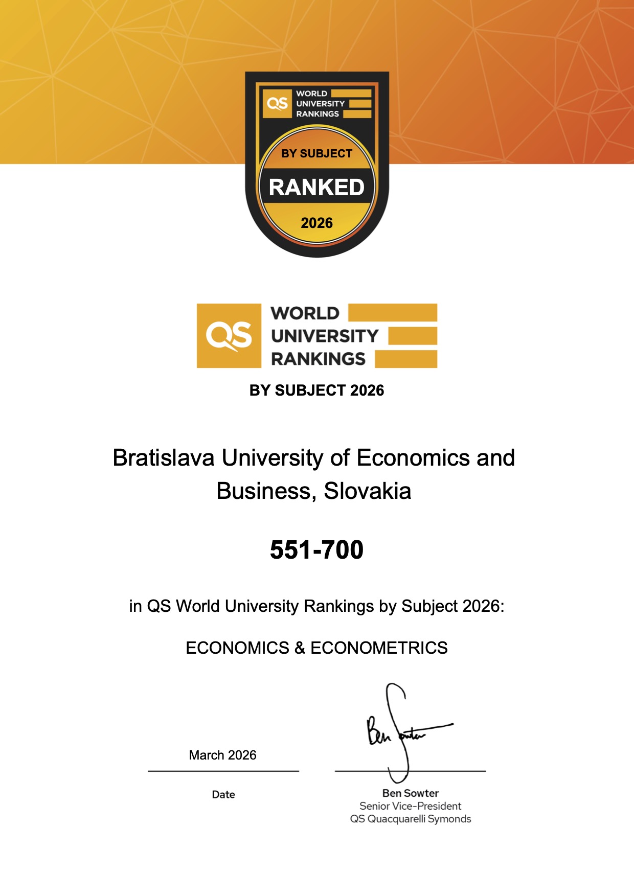 QS World University Rankings