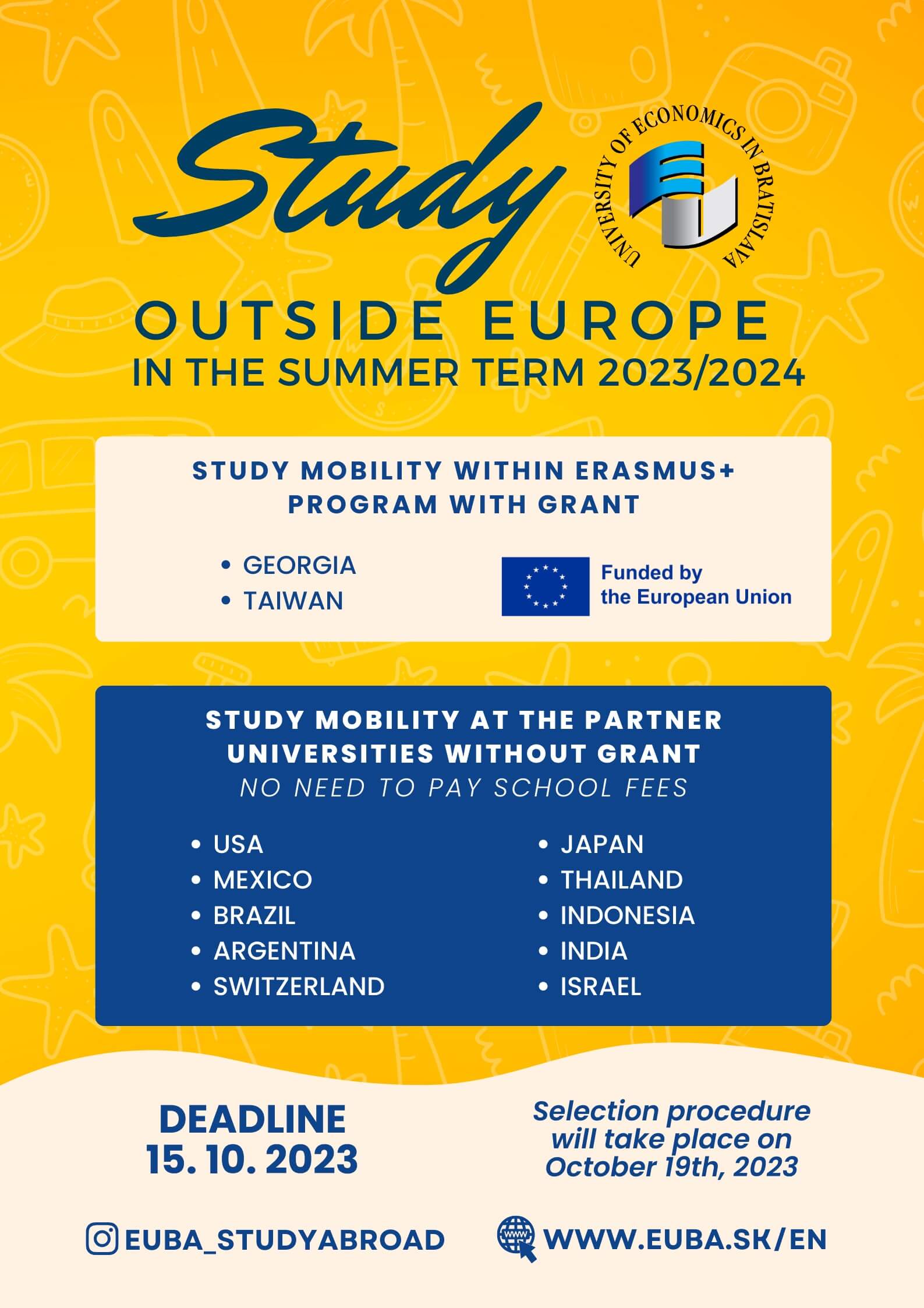 Study outside Europe in summer semester 2023/2024