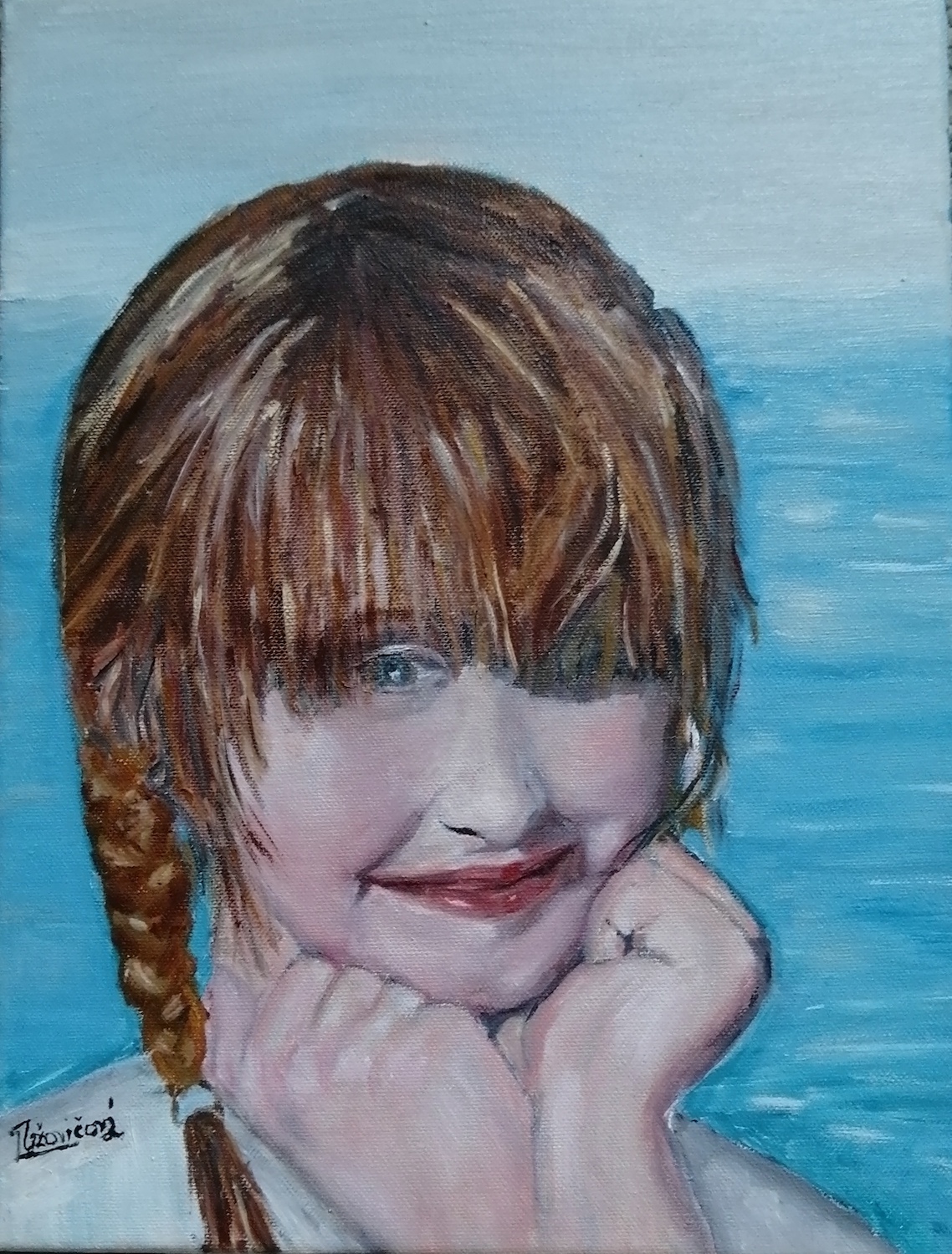 lubica uzovicova girl oil on canvas 30 x 40 cm