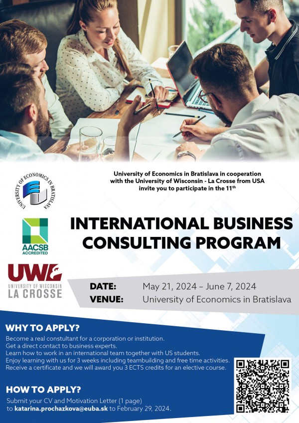 Letná škola International Business Consulting Program na EUBA 21.5. - 7.6.2024