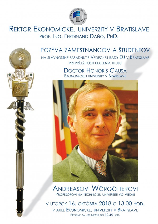Udelenie čestnej vedeckej hodnosti DOCTOR HONORIS CAUSA Ekonomickej univerzity v Bratislave