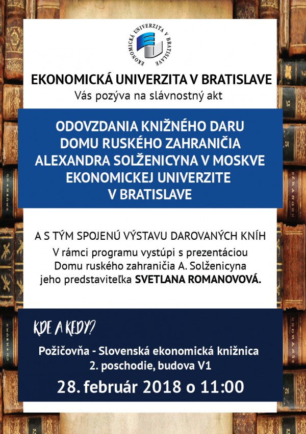 Pozvánka na odovzdanie knižného daru EU v Bratislave