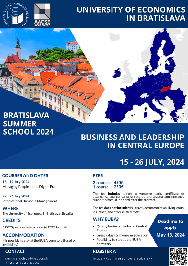 Apply to the summer school „Bratislava Summer School 2024“ and gain new knowledge and international friendships