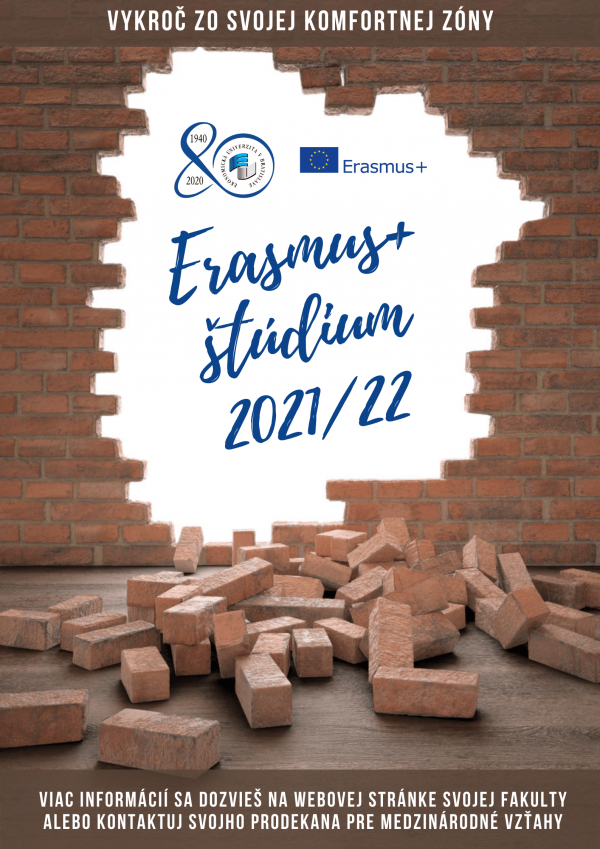 Výzva na Erasmus+ študijné pobyty v akademickom roku 2021/2022