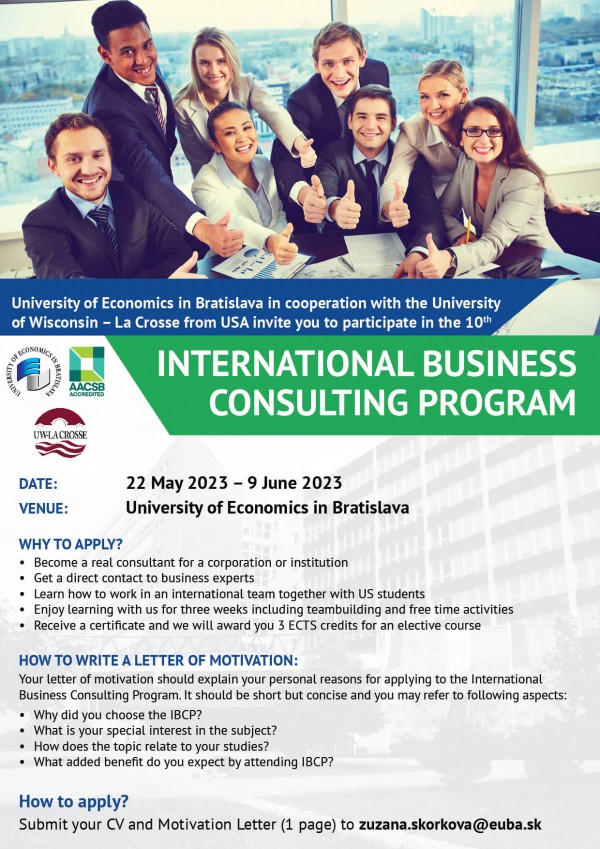 Letná škola International Business Consulting Program na EUBA 22.5. - 9.6.2023