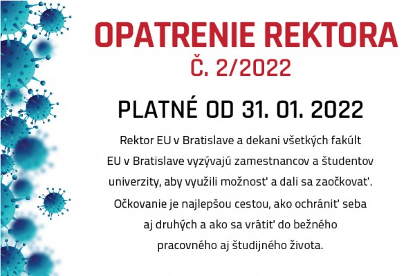 Opatrenie rektora číslo 2/2022