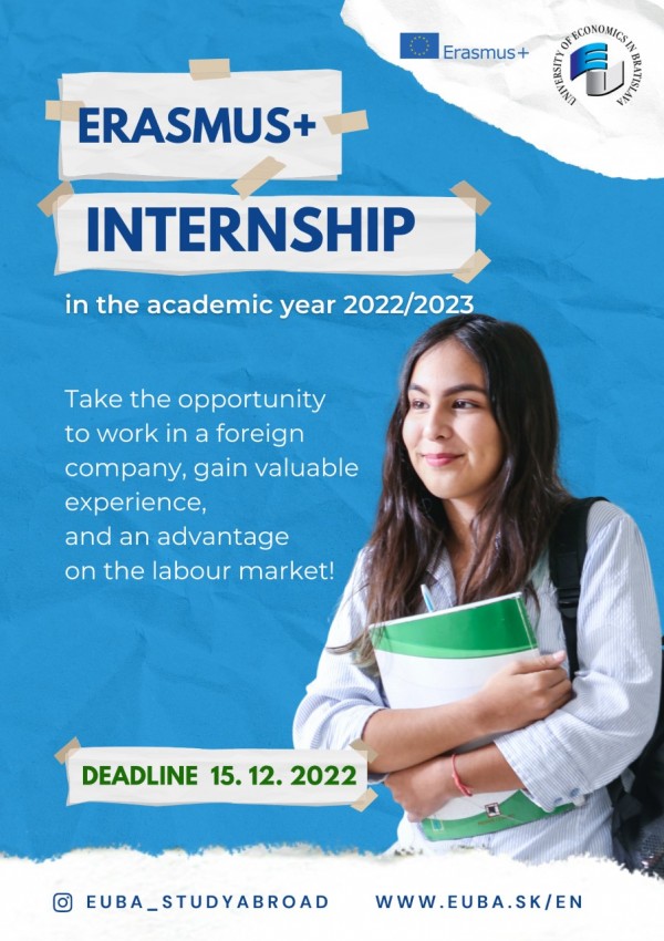 Call for applications - Erasmus+ Internship in the academic year 2022/2023- (Internship has to be completed by April 15, 2023)