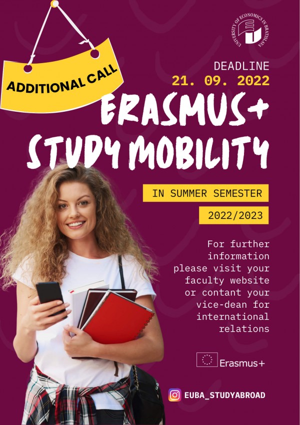 Additional call for ERASMUS+ summer semester 2022/2023