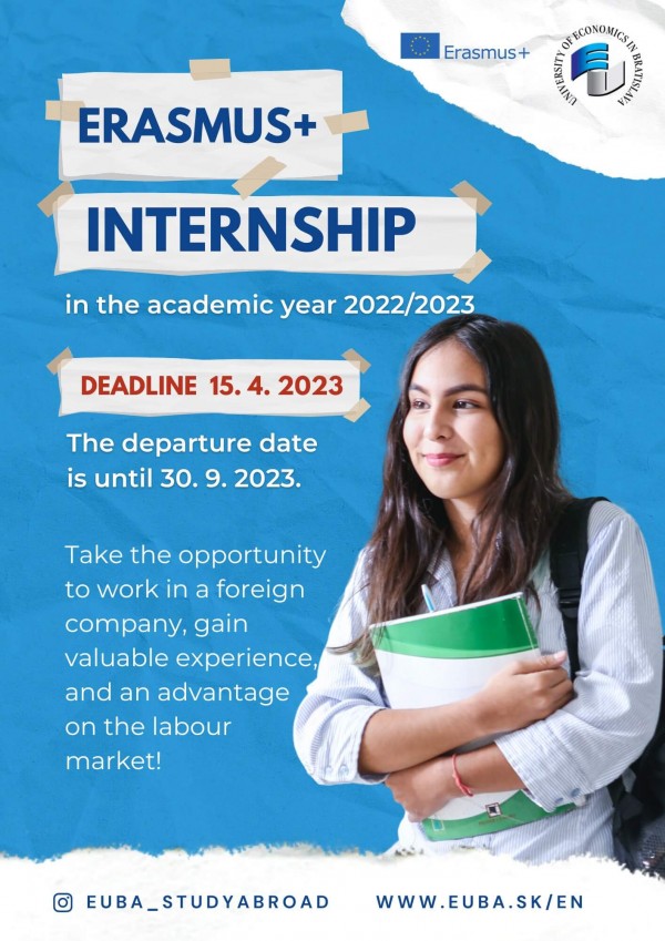 Call for applications - Erasmus+ Internship in the academic year 2022/2023 - (Internship has to be completed by September 30, 2023)